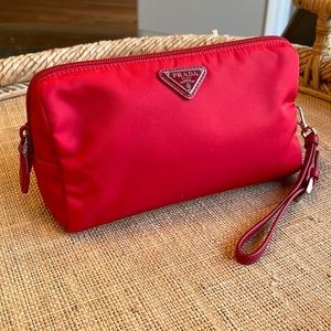 Authentic Prada red travel pouch